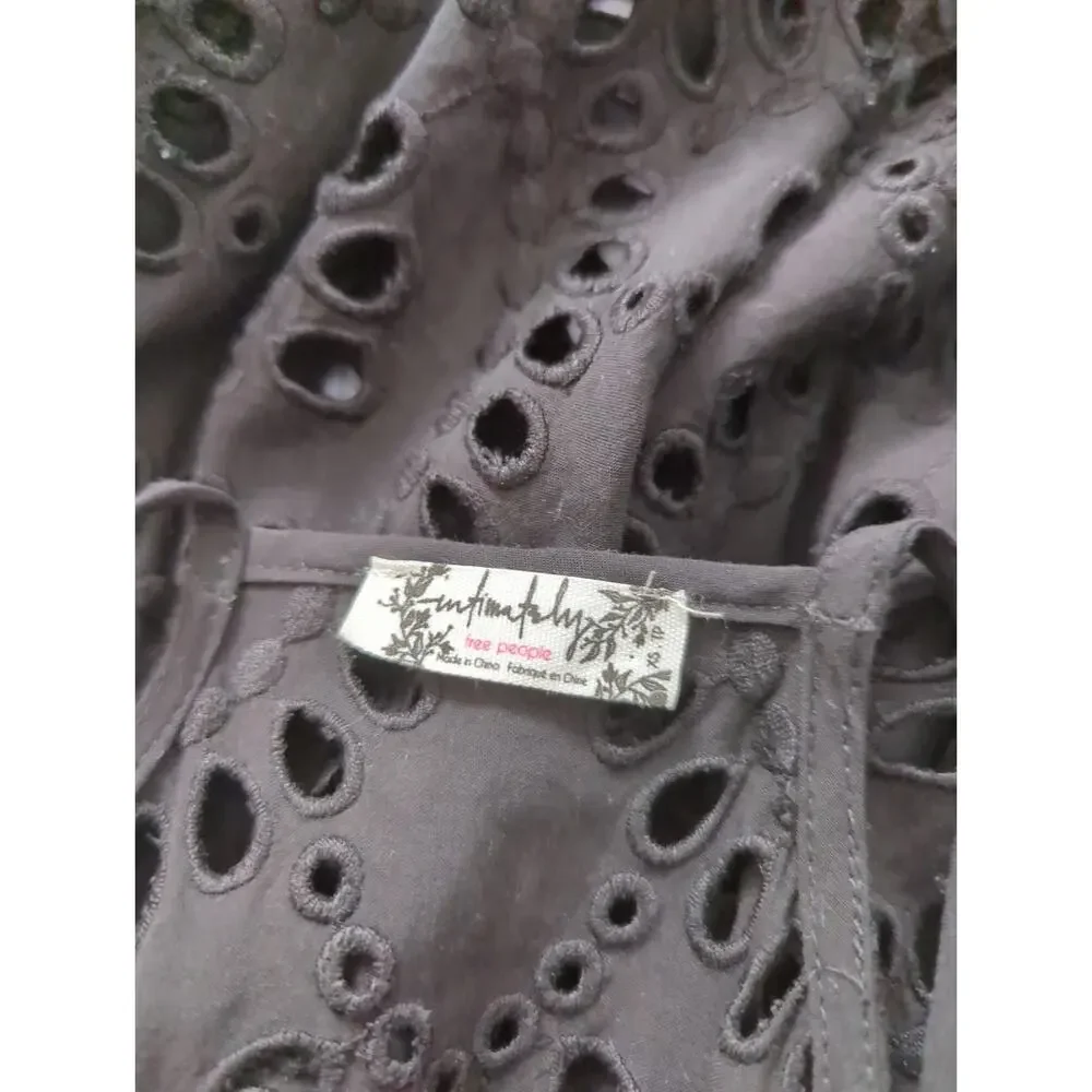 Free People Black Starry Eyelet Top